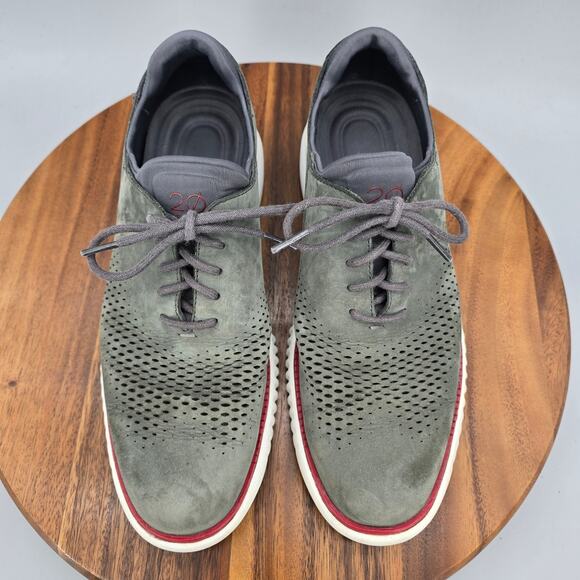 Cole Haan 2.Zerogrand Oxfords Men's 8.5 M Gray Suede Leather Laser Wingtip Shoes - Picture 5 of 8